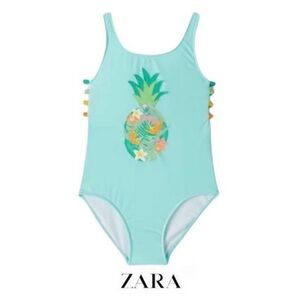 Zara girls tropical pineapple one 1 piece bathing swim suit Sz 13-14 years
